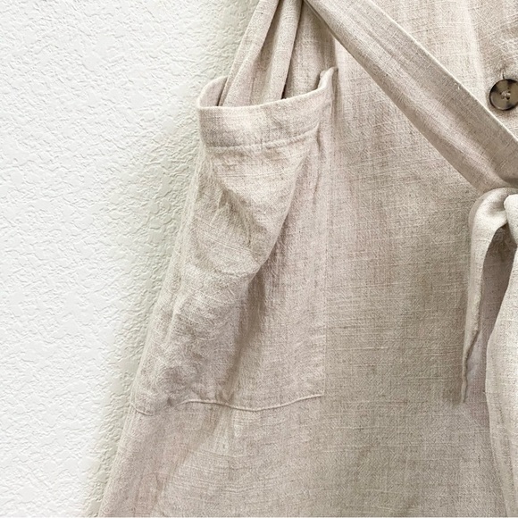 H&M Beige Linen Blend V Neck Button Front Jumpsuit Romper Size XL - Picture 12 of 16